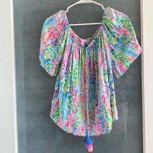 Lilly Pulitzer silk blouse with tassels size large